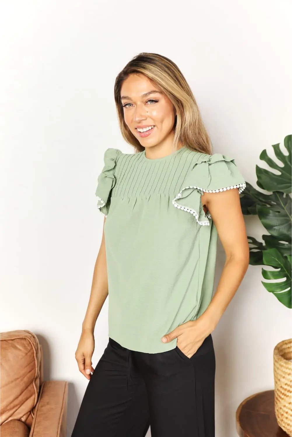 Double Take: Flutter Sleeve Blouse - Love Salve